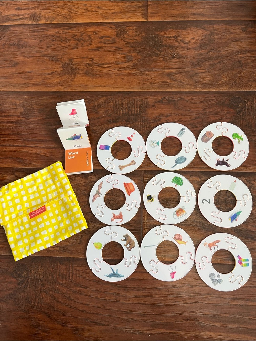 Lovevery Rhyming Rings Educational Game — Yellow Carry Pouch
